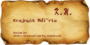 Krajnyik Márta névjegykártya